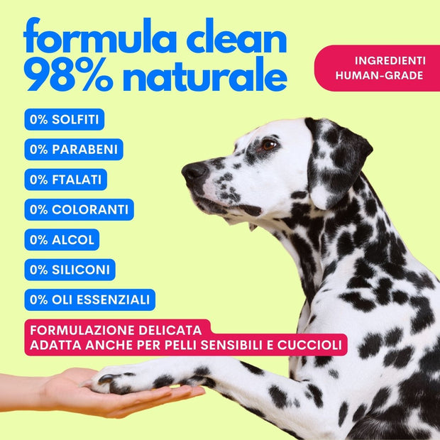 Shampoo secco ipoallergenico per cani delicato sulla cute e senza profumazioni aggressive Jampy